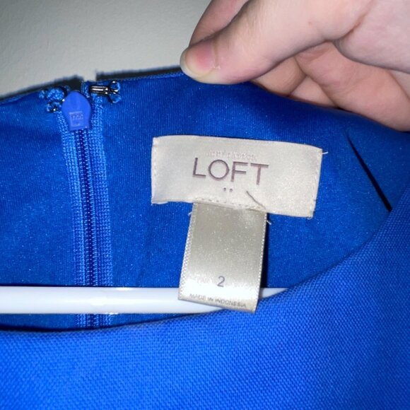 Ann Taylor Loft Blue & Black Colorblock Sleeveless Dress Back Zipper Size 2 - Picture 3 of 6